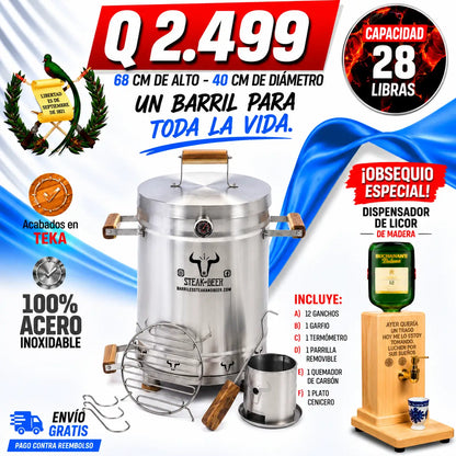 Super Combo Barril Asador en acero inoxidable