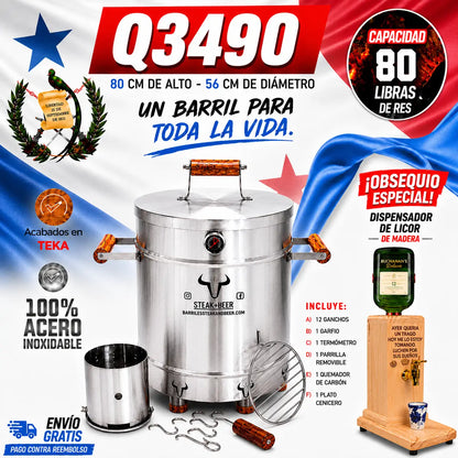 Barril Asador en acero inoxidable - Combo Dia del Padre